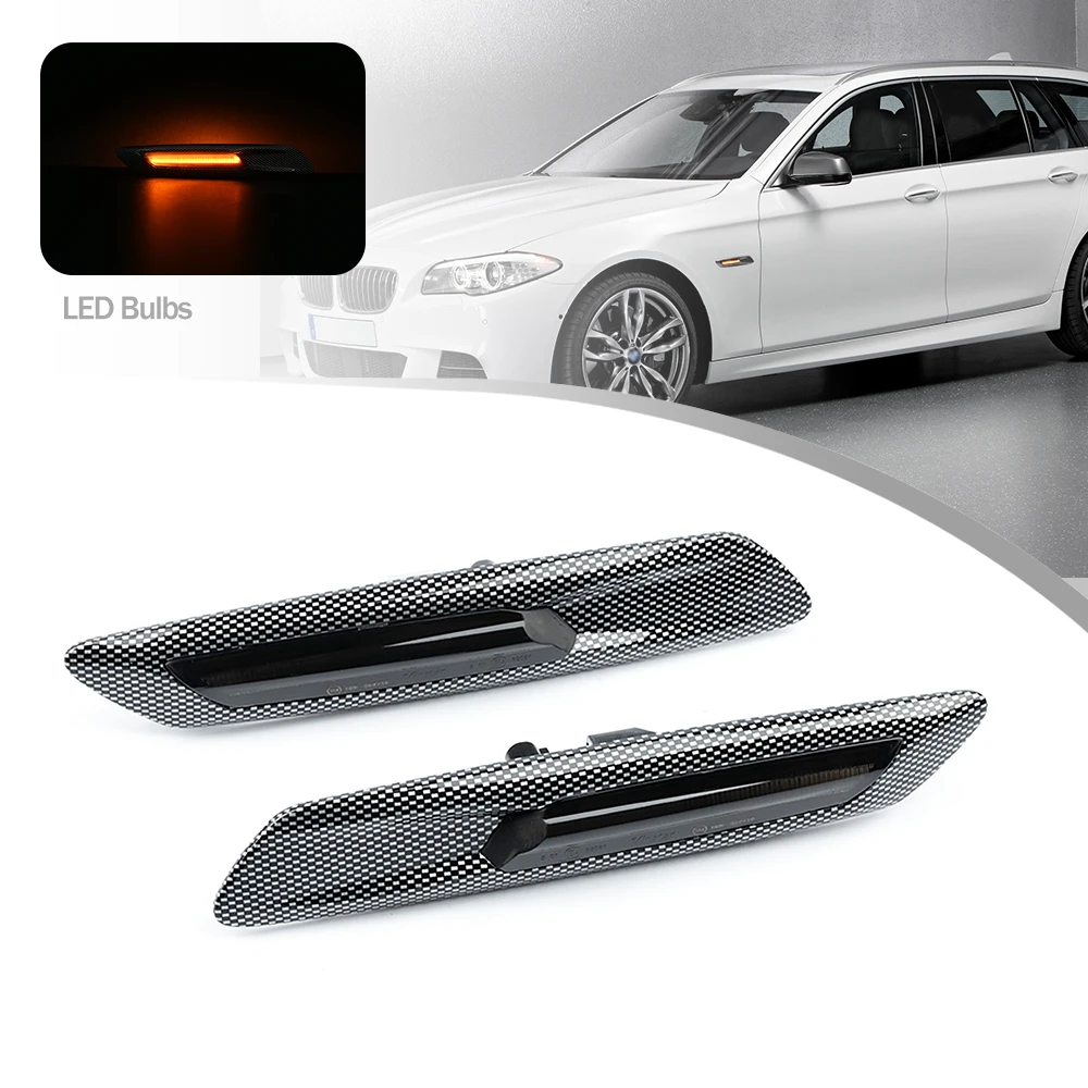 2X Led Amber Dynamic Front Turn Signal Indicator Lights Side Marker Blinker Lamp For BMW 5-SeriesF10 F11 Sedan Touring 2011 2012