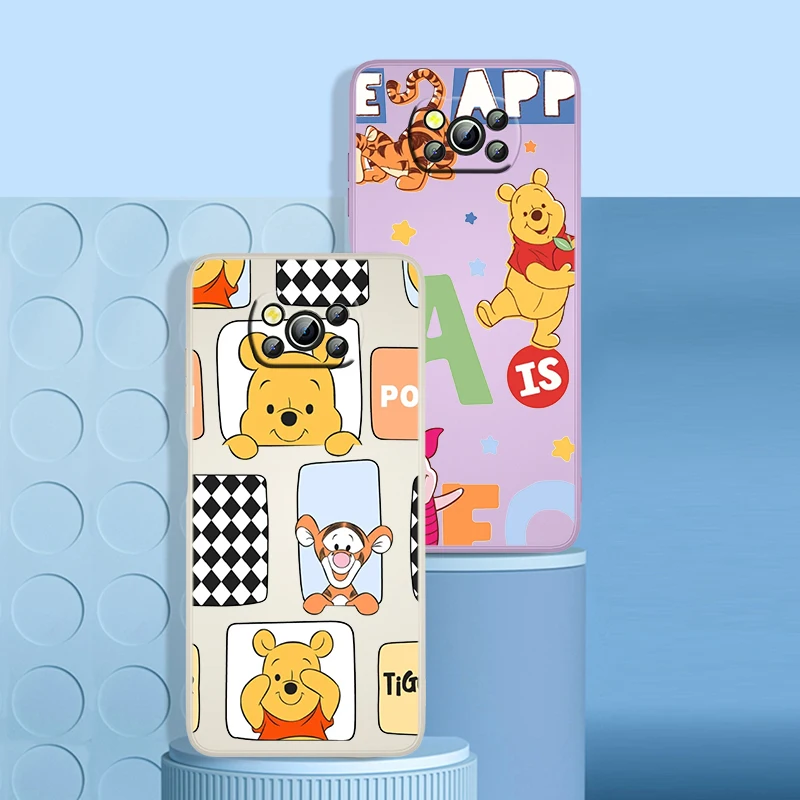 

Anime Cute Pooh Cartoon Phone Case For Xiaomi POCO X3 NFC F3 GT M4 M3 M2 Pro C3 C31 X2 Mix 3 Silicone Liquid Fundas Coque Cover