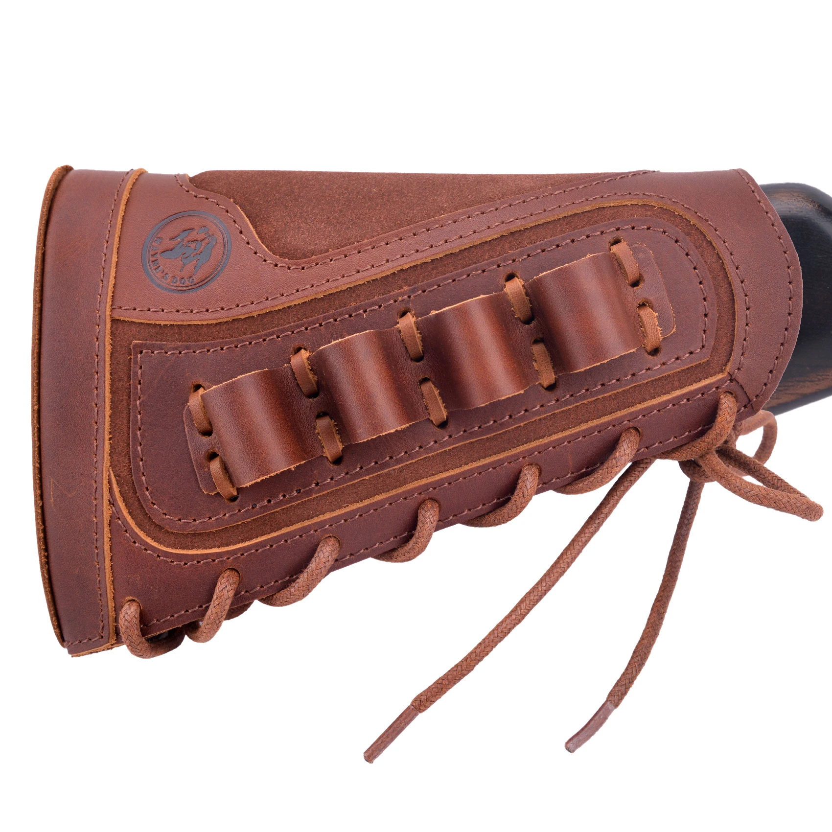

12GA Leather Shotgun Shell Holder Buttstock Cheek Rest Pad for 12Gauge Left or Right Handed Hunter