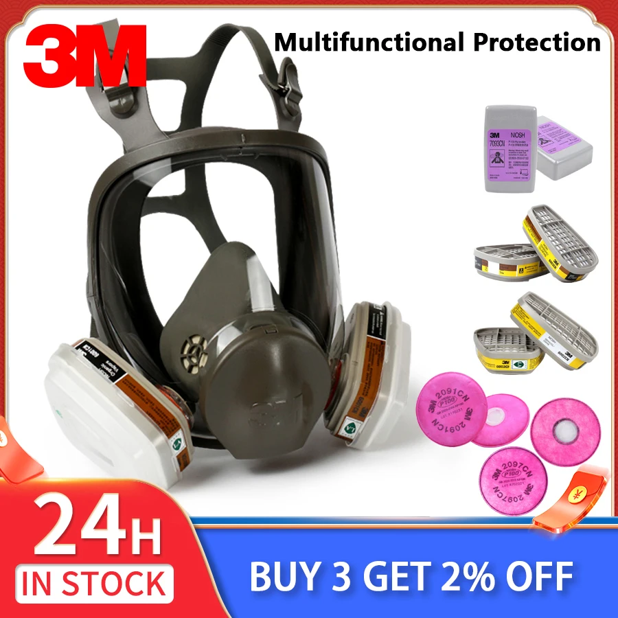 

3/15 in 1 Gas Mask 3M 6800 Painting Spray Full Face Chemical Respirator Matched with 6001/6002/6003/6006/2091/2097/7093 Filters