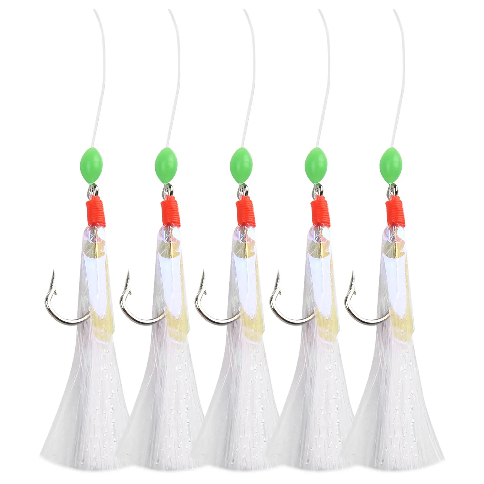 

5pcs/Pack Sabiki Soft Fishing Lure Rigs Bait Jigs Lure Feather Lure Herring Bait String Hooks Saltwater Fishing