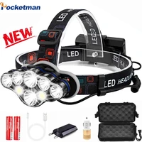 most bright led headlamp usb rechargeable head lamp 7 led headlight 8 modes head flashlight waterproof camping head torch lamp