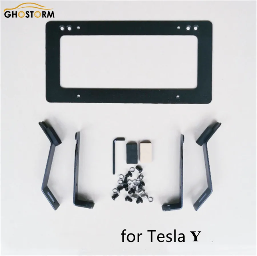 

NO Drilling Front License Plate Frame Mount Holder for 2022-2020 Tesla Model Y Not Punched Car Plate Bracket Number Frame