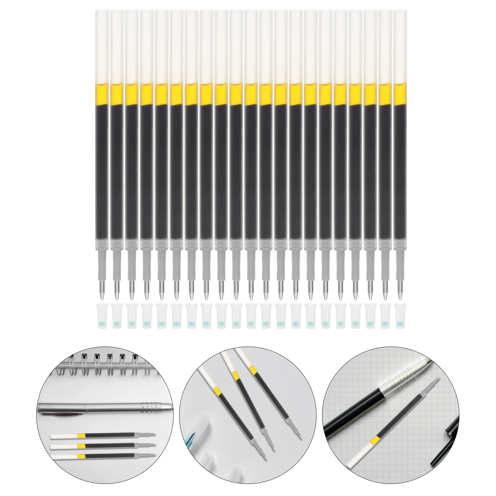 

60 Pcs Gel Refill Ball Point Pen Refills Black Replaceable Replacement Writing Decorative Ink Office