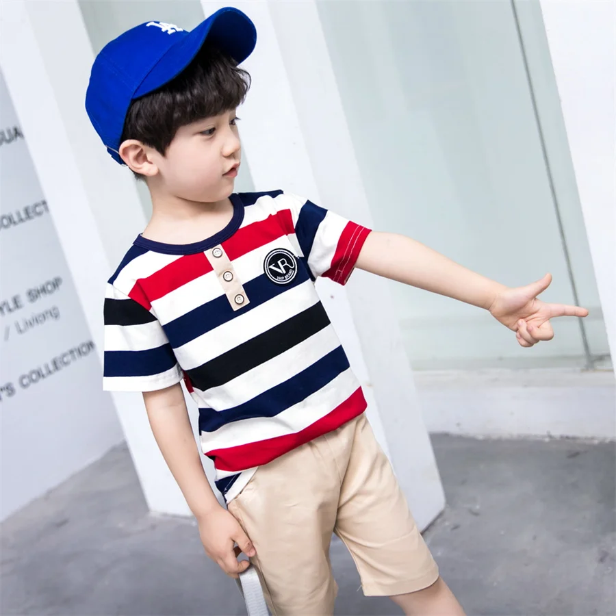 Летняя одежда для маленьких мальчиков 2022 корейская мода с круглым вырезом