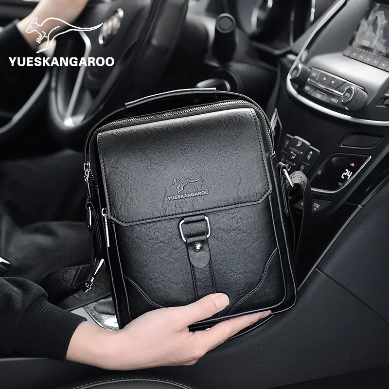 Vintage Leather Men Crossbody Bags Small Handbag Tote Bag Multi-pocket Male Shoulder Bag Business Messenger Bag