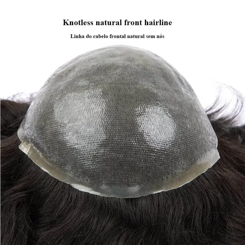 Мужская протезная прическа Male Hair Prosthesis 0.08mm Knotless Pu Toupee Men Durable Wigs For 100% Indian System Unit Mens Capillary on.