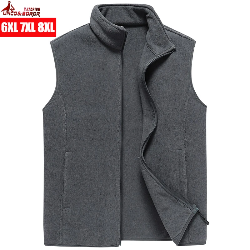 

Жилет мужской осенний, флисовый, без рукавов, размера плюс, 6XL, 7XL, 8XL