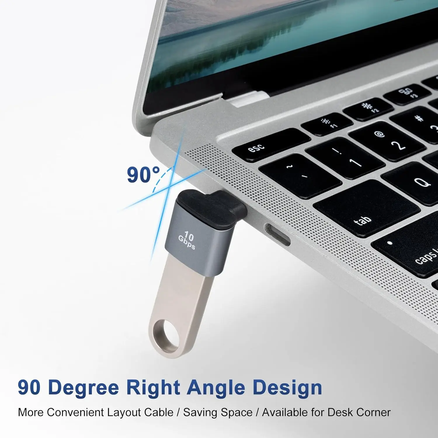 90-градусный адаптер USB C к USB 3.1 OTG, прямоугольный адаптер типа C к USB, передача данных 10 Гбитс для смартфонов, планшетов, ноутбуков (art.: 3920d197dbc3e) - 3920d197dbc3e