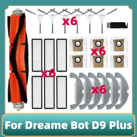 Совместимо с роботом-пылесосом Dreame Bot D9 Plus Основная боковая щетка Моп Ткань Фильтр HEPA Пылесборник Аксессуары Запчасти комплекта