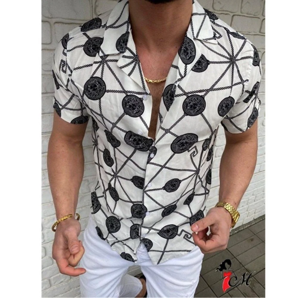 Men's Printed Hawaiian Short Sleeve Shirt Cardigan