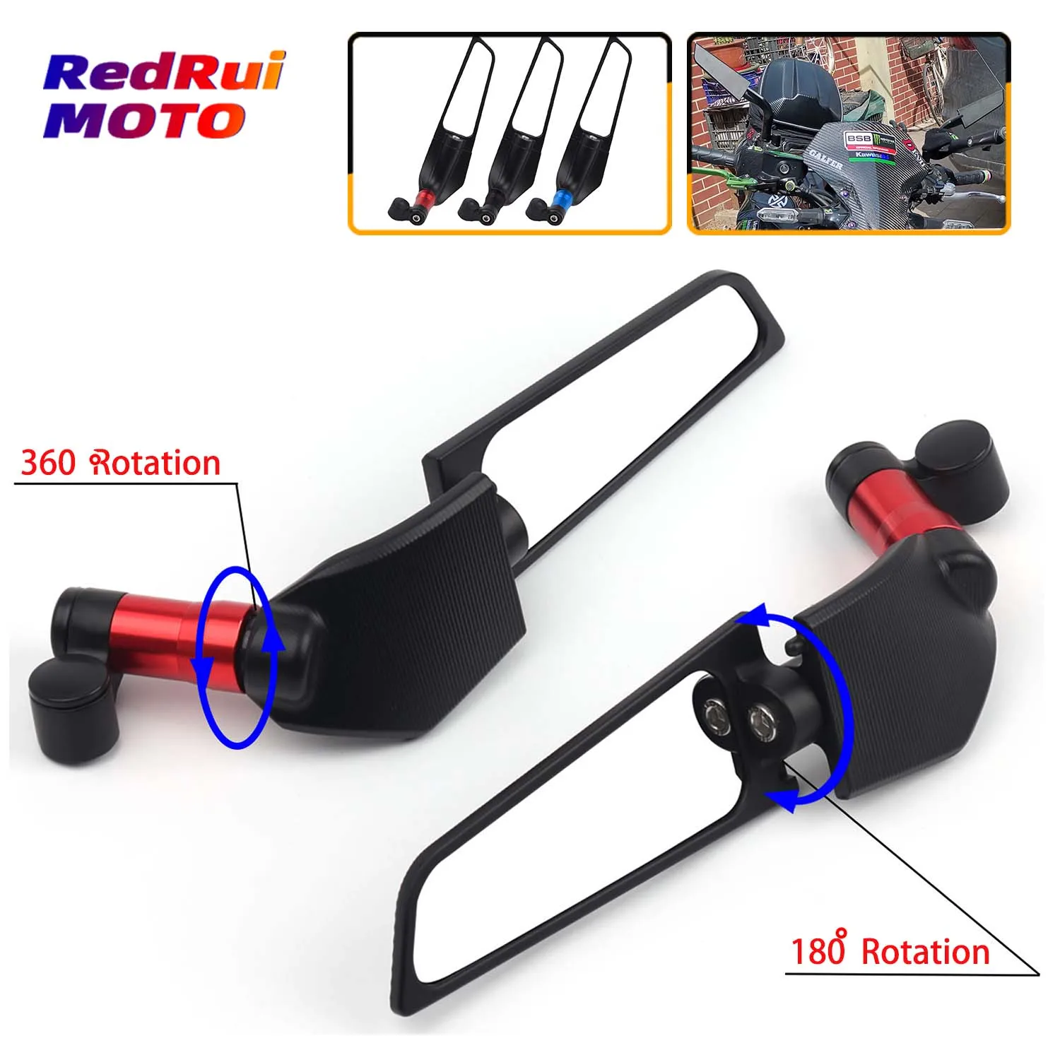 

Universal New fixed wind wing for Kawasaki Z750R Z750S Z1000 J300 ER6N ER-6N W800 ZRX1200 motorcycle Rotating rearview mirror