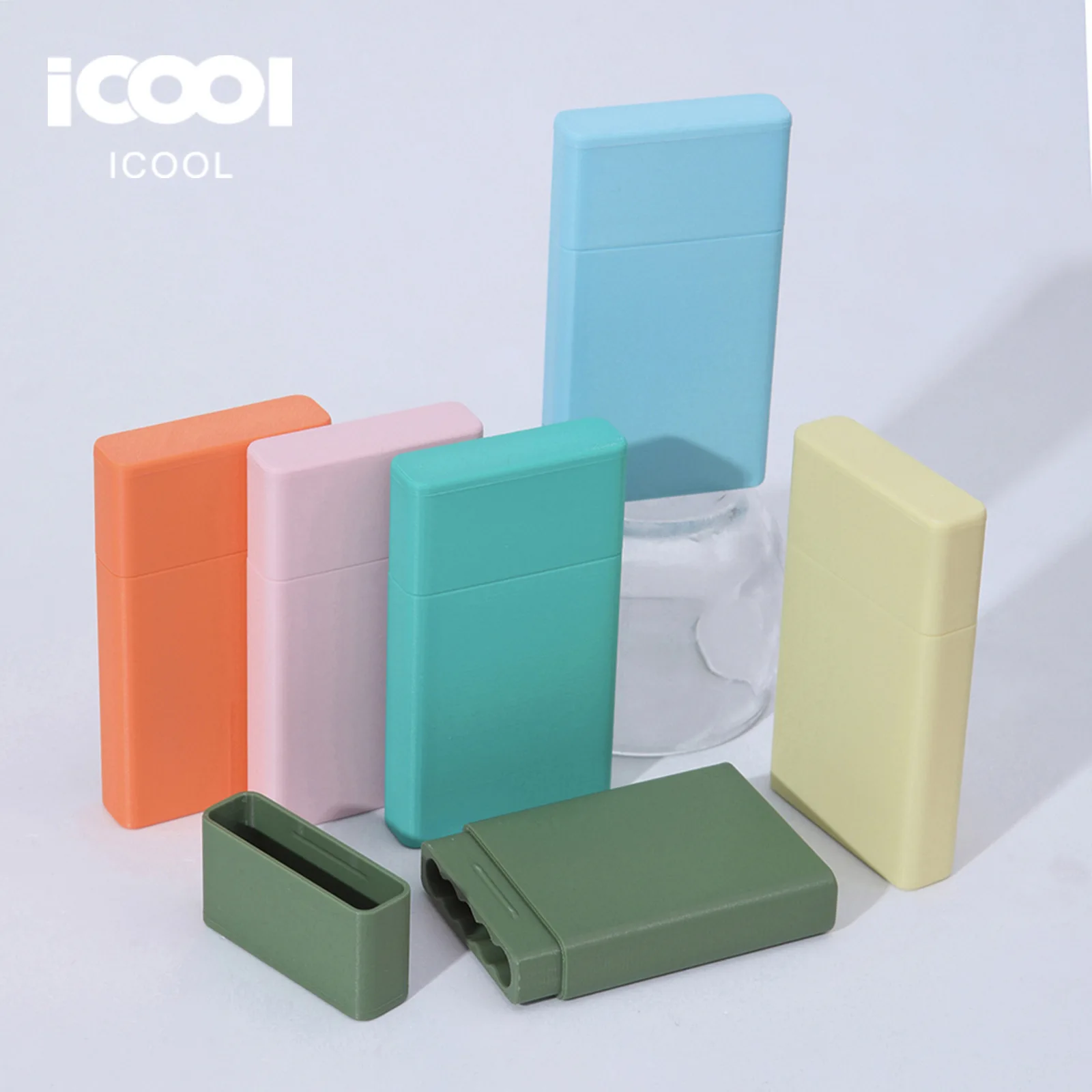 Фото Новая ультратонкая портативная коробка для сигарет Icool с 3D-печатью в цвете макарон, набор из 5 штук, аксессуары для сигарет №1