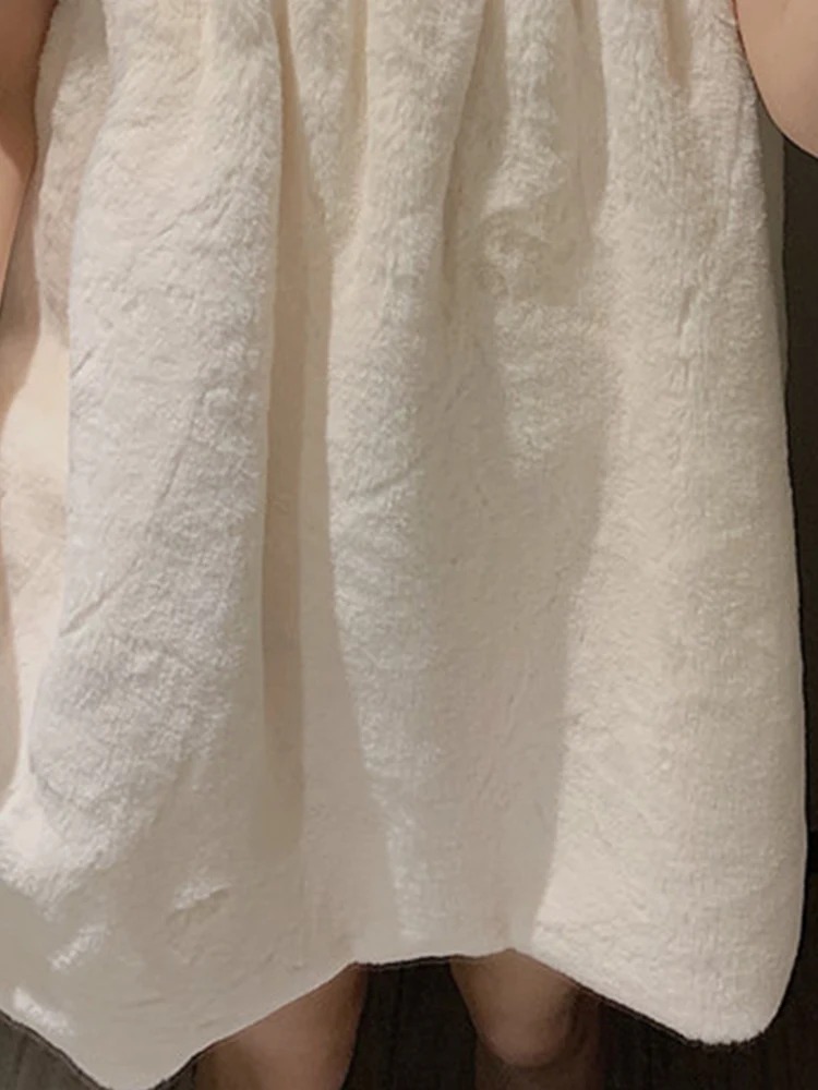 Lautaro весна осень мини милое стильное белое пушистое мягкое платье из