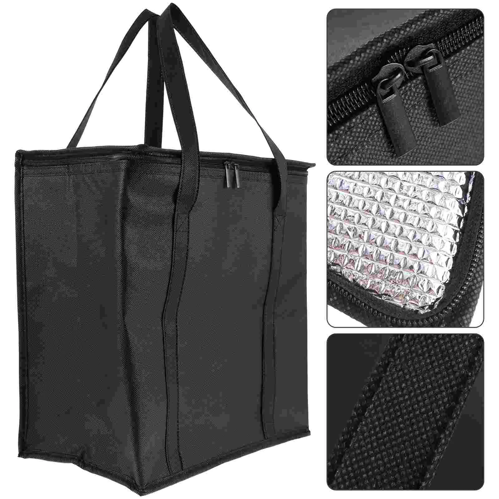 

Large Tote Delivery Takeout Food Zipper Insulated Carrying Ice Cooler Shopping Aluminum For Freezer