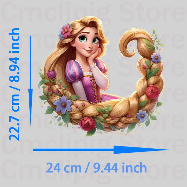 Beauty Watercolor Princess Pocahontas clothing patches stripes for jeans Ironing applications vinyl stickers