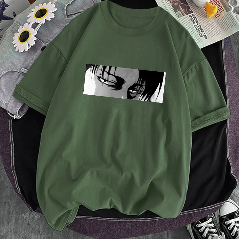 

Дышащие женские футболки с принтом атаки на титанов, повседневный топ с круглым вырезом и коротким рукавом, модная летняя Мягкая Черная Муж...