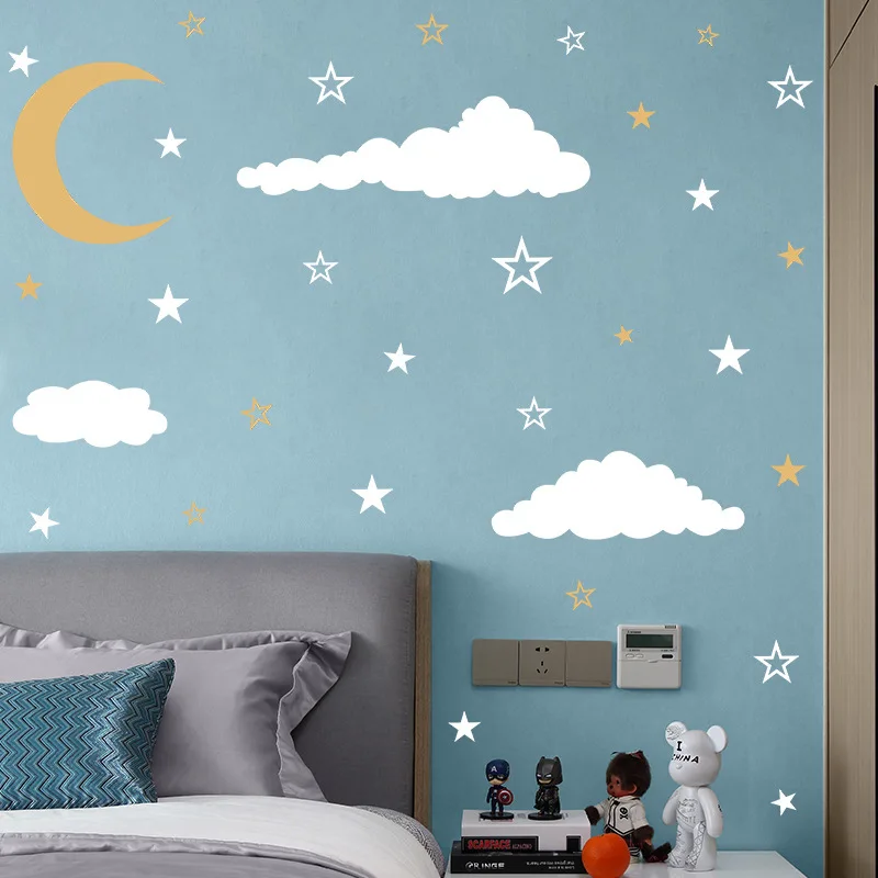 

Star moon cloud children bedroom home cabinet wall decoration can remove DIY wall stickers self-adhesive living room decoration