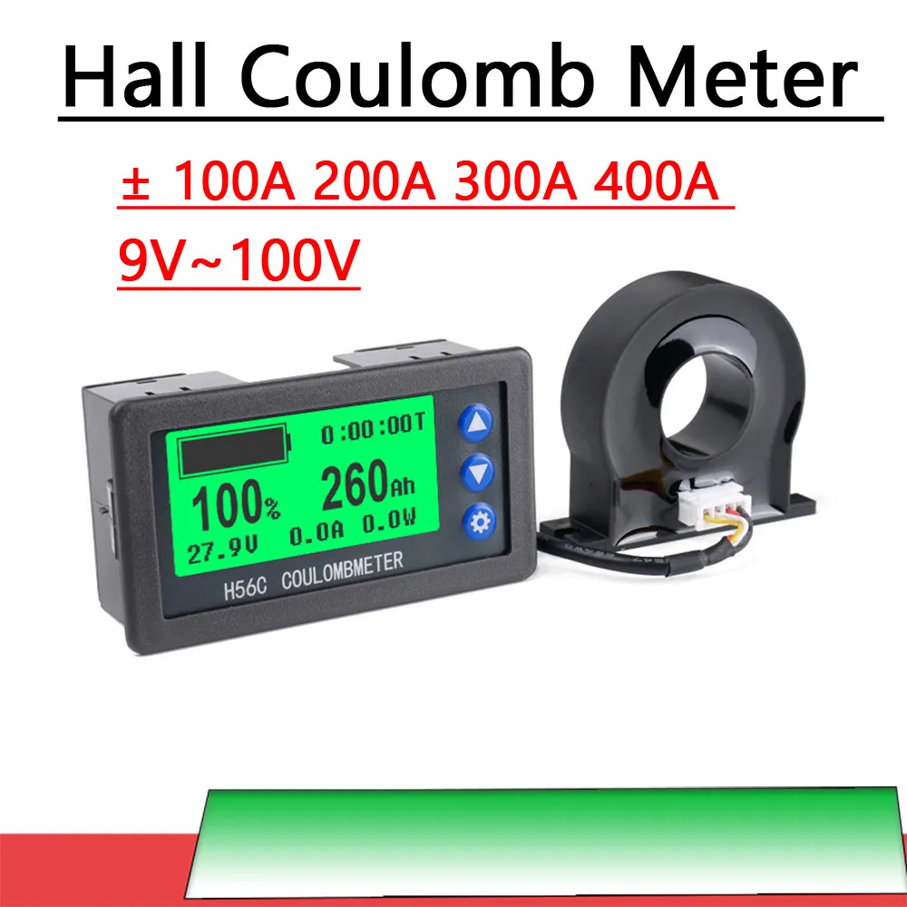 

Hall Coulomb Meter 100A 200A 300A 400A Lifepo4 Lead-acid Li-ion Lithium Battery Monitor Power Display DC 12V 24V 36V 48V 60V BMS