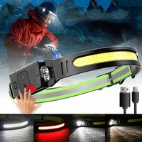 outdoor led headlight cob sensor headlight usb rechargeable waterproof headlight 5 lighting modes for fishing lights camping