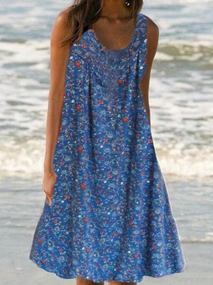 

Женское платье-пуловер без рукавов, с круглым вырезом