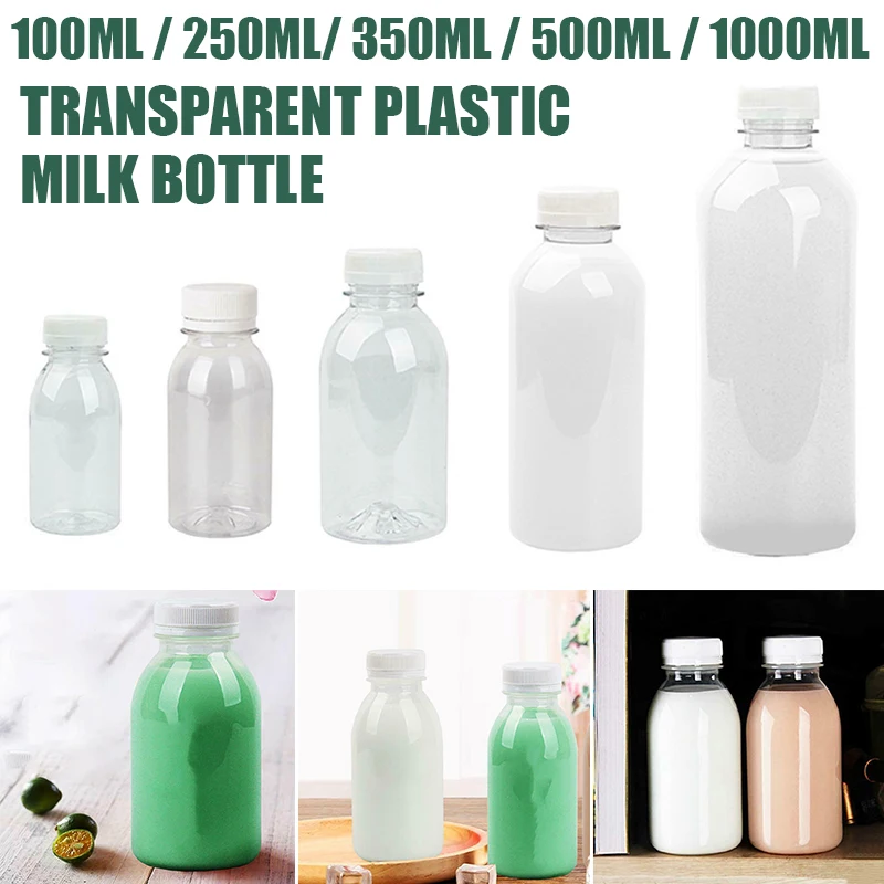 

100ml/250ml/350ml/500ml/1000ml Outdoor Transparent Plastic Milk Storage Bottles Beverage Drinking Clear Drinking Bottle