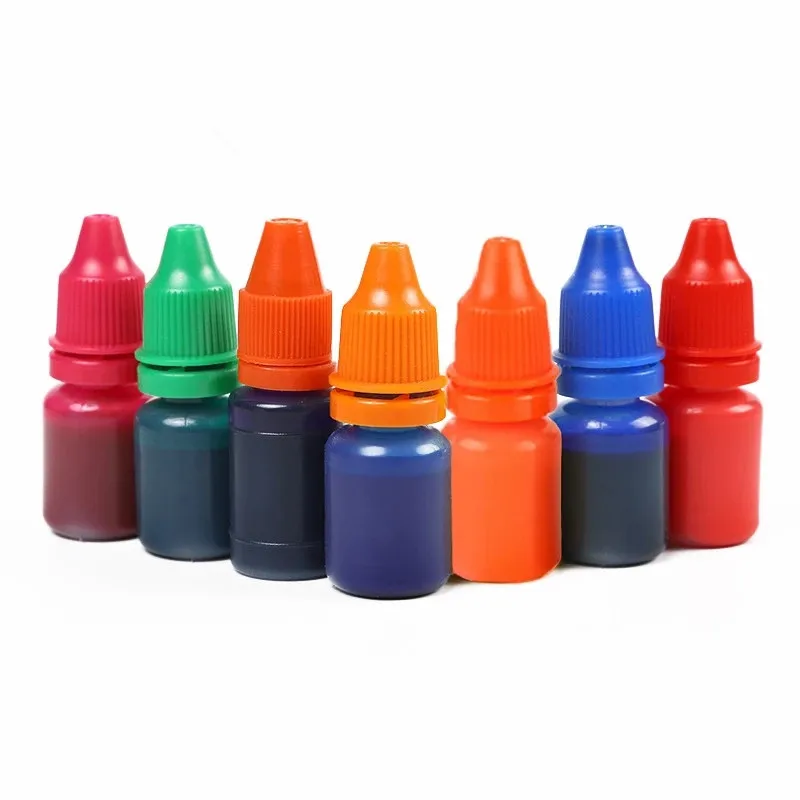 10ml bottle Colorful stamp Ink Self-Inking for Photosensitive Stamp Refilling Red Green Blue Black Orange Chocolate - Цена: 40.19