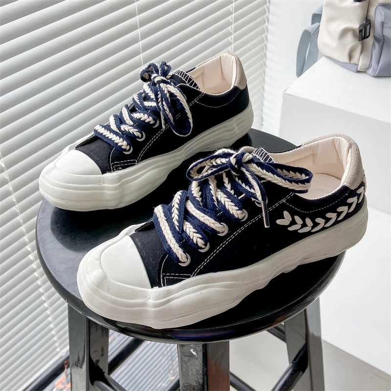 

2022 Flat White Sneakers Women Spring Autumn New Casual Women's Shoes Fashion Lace-up Non-slip Running Sneakers