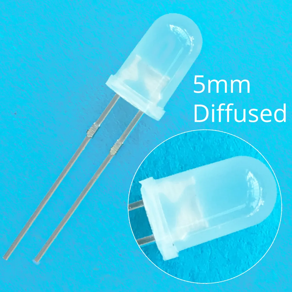 

100pcs 5mm F5 Diffused White Red Green Blue Yellow Warm-white Round Light Emitting Diode 1.8~3.4V 2pin LED Bulb Light Diodes Led