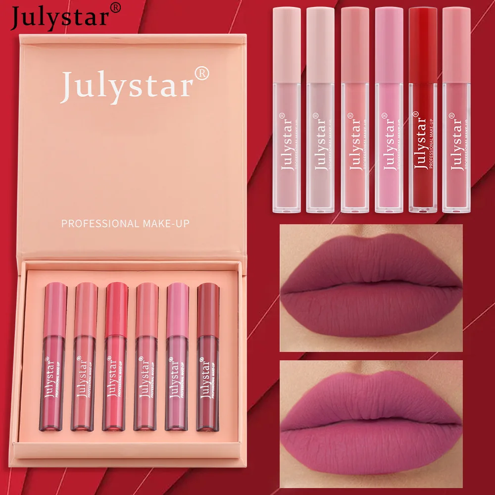 

Julystar Matte Velvet Lipstick lip Glaze Set long-lasting Makeup Moisturizing Non-Fading Non-Stick Cup Lipstick lip Glaze