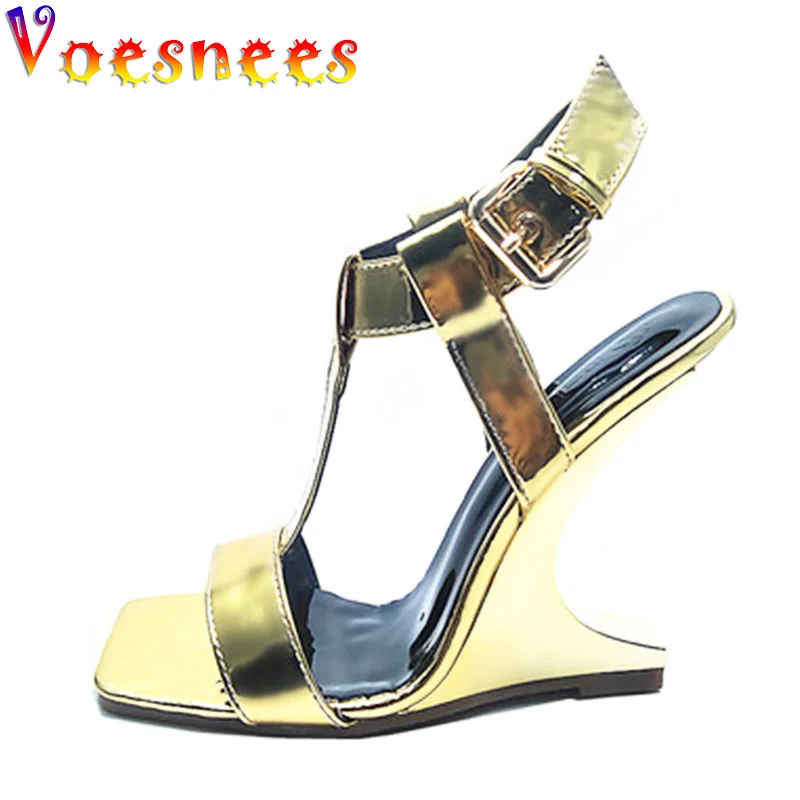 

Summer 2022 New European And American High Heels Fashionable Wedges Super Stable Stage Sandals Model Party No Heel Women's Shoes