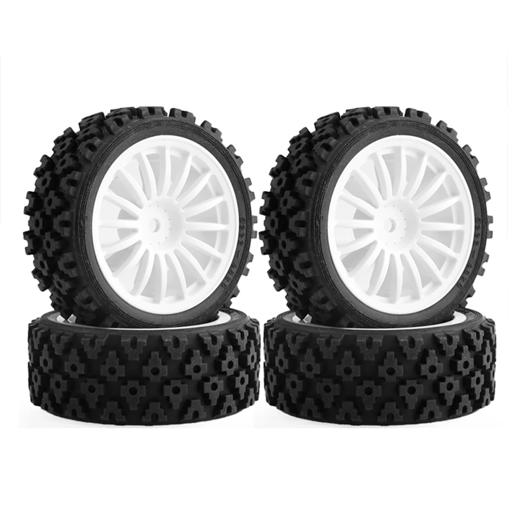 

4Pc Plastic Wheel Rims Hub Rubber Wheels Tires For RC 1/10 On Road Rally Tamiya HSP HPI Kyosho TAMIYA XV-01 XV-02 Model Cars