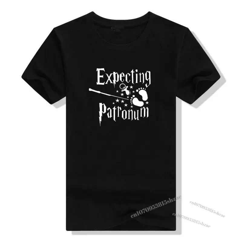 

Expecting Patronum Shirt Women Pregnancy Announcement Tee Funny Cute Baby Footprint Graphic T-Shirt