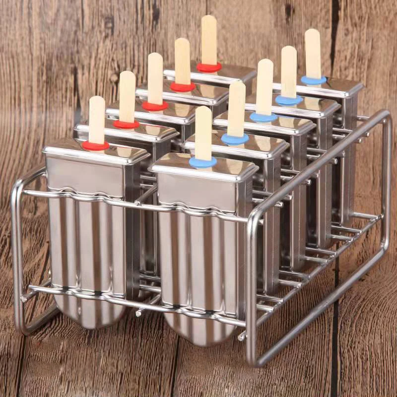

Commercial DIY Ice Pop Mold Ice Lolly Popsicle Moulds 304 Stainless Steel Ice Cream Molds 10 Cells per Batch with Stick Holder