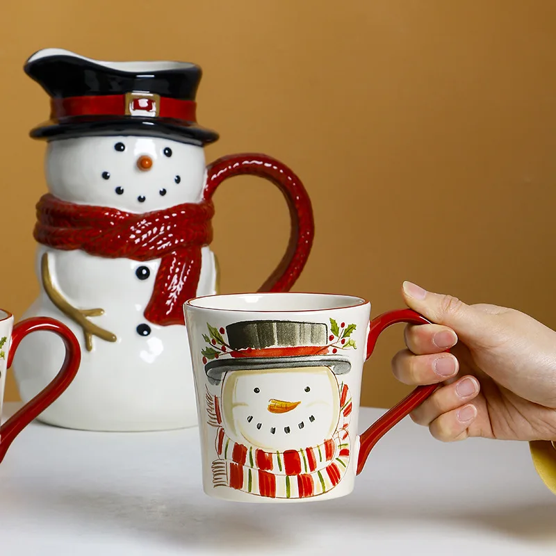 

Ceramic Drinking Utensils Creative Snowman Cooling Kettle Christmas Decoration Ceramic Mug Water Cup Coffee Mug Home Drinkware