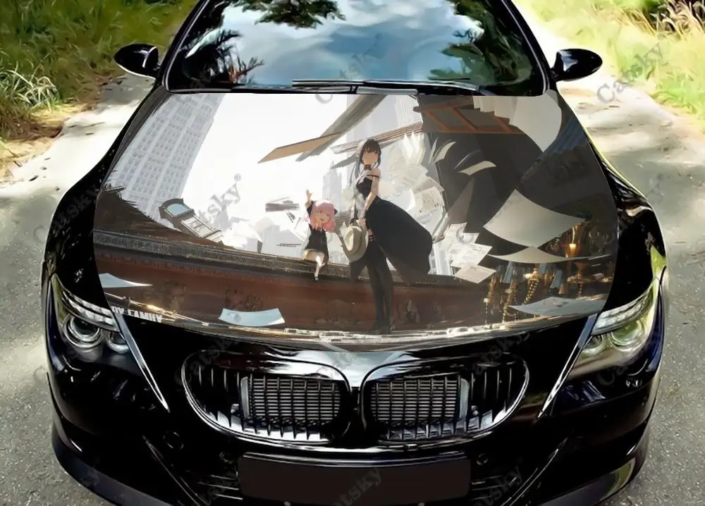 

SPY×FAMILY Anime Car Hood Vinyl Sticker Wrap Vinyl Film Engine Cover Decals Protect Sticker on Car Auto Decoration Accessories