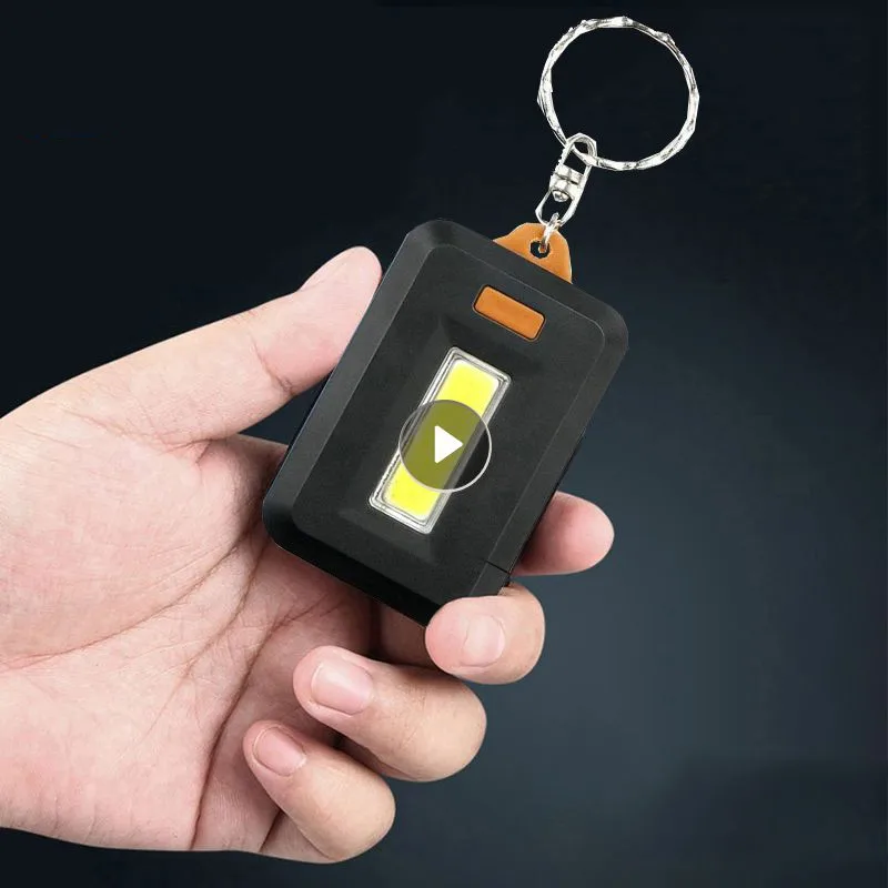 

LED Keychain Flashlight Outdoor Portable COB Key Chain Keyring Torch Battery Powered Lamp With Carabiner For Camping
