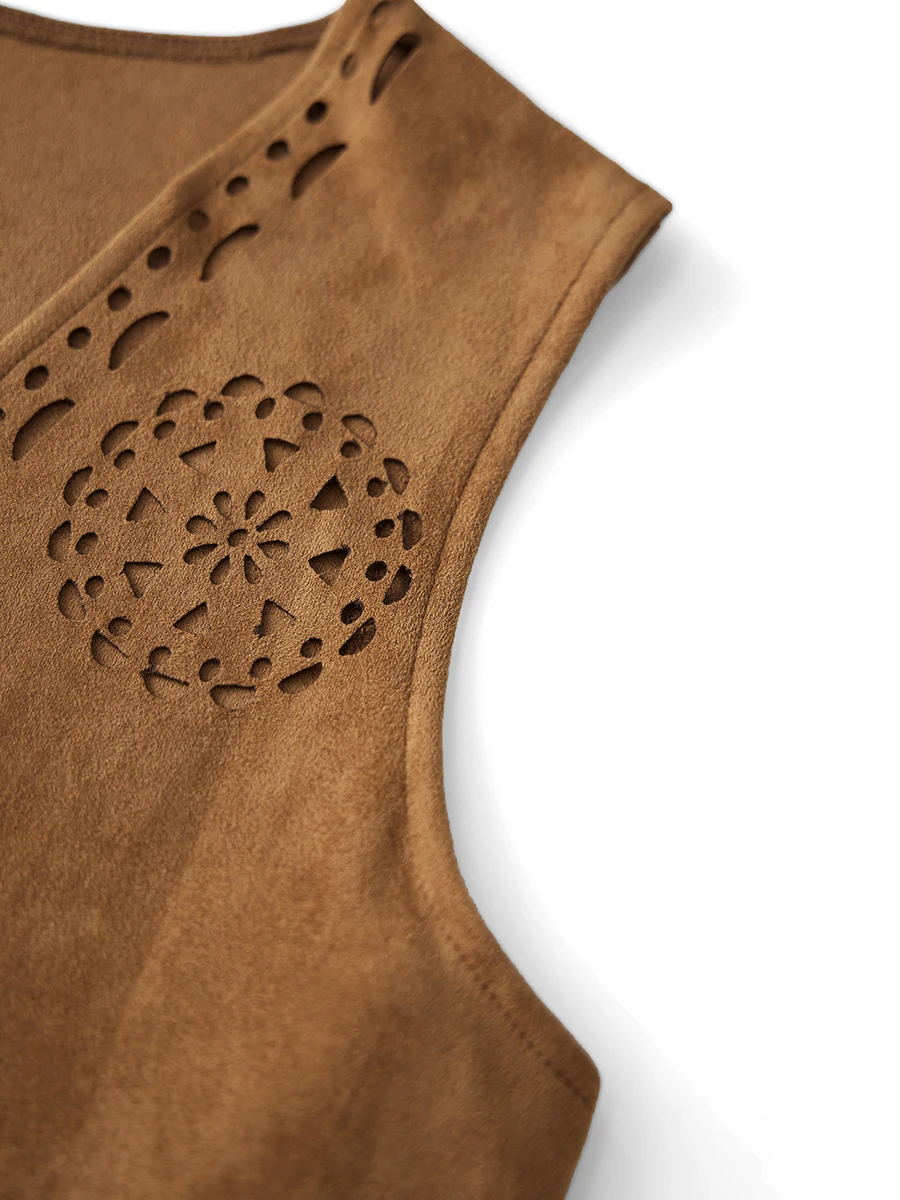 Женский жилет из искусственной замши с бахромой повседневная куртка в стиле