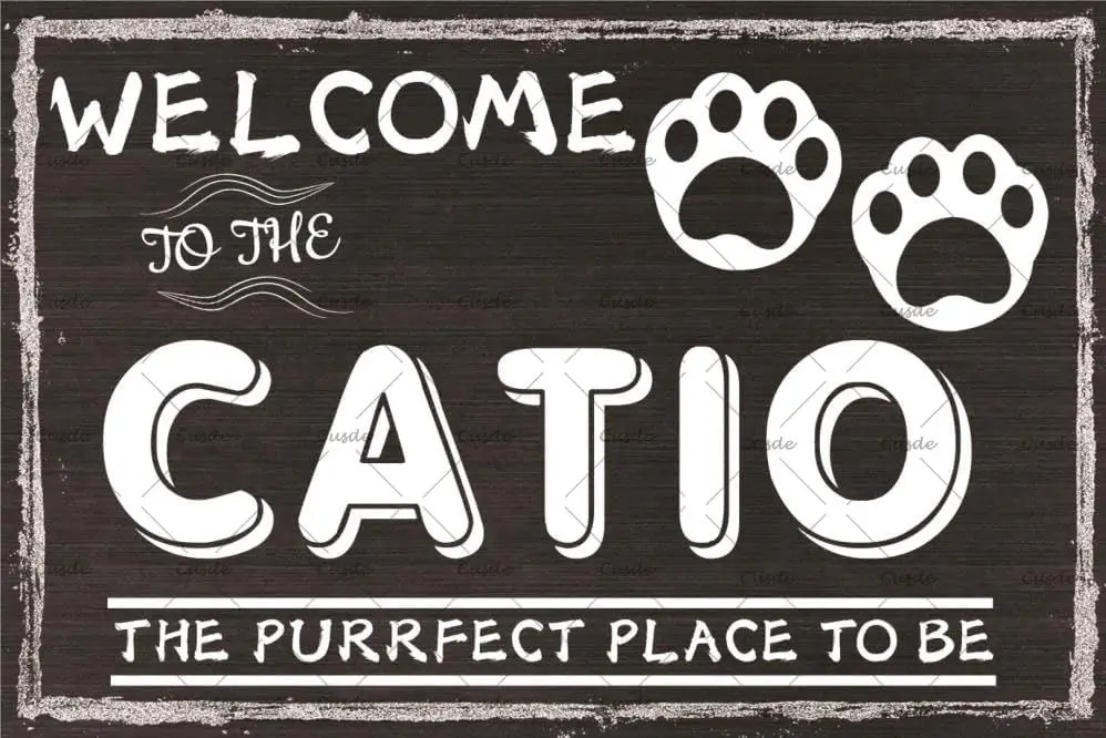 Забавный постер Cusde Добро пожаловать в Catio винтажный Purrfect Place to Be металлический