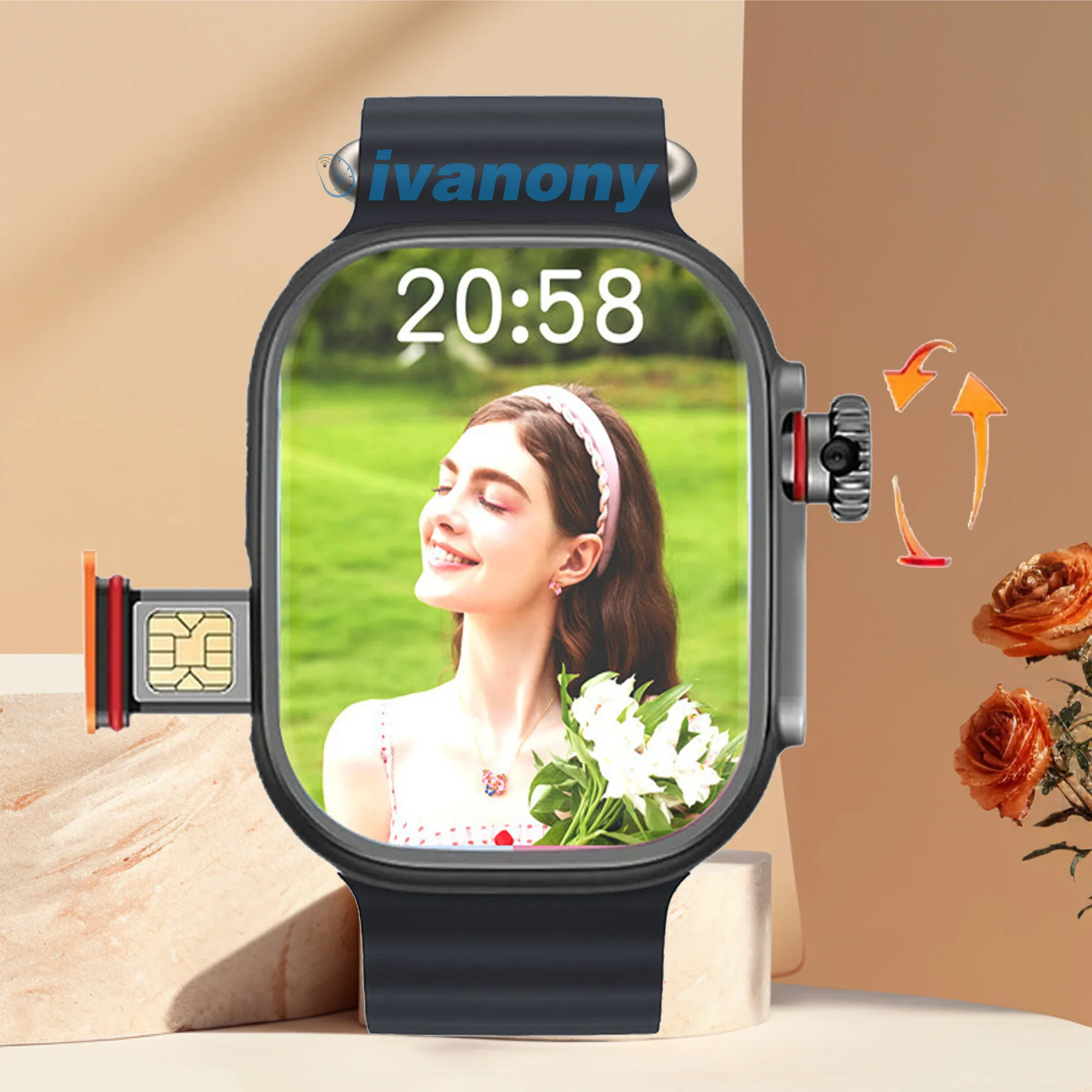 Умные часы S9 Ultra 4G 180 ° Камера 2MP SIM-карта WhatsApp Reply 2 2-дюймовый амлированный экран