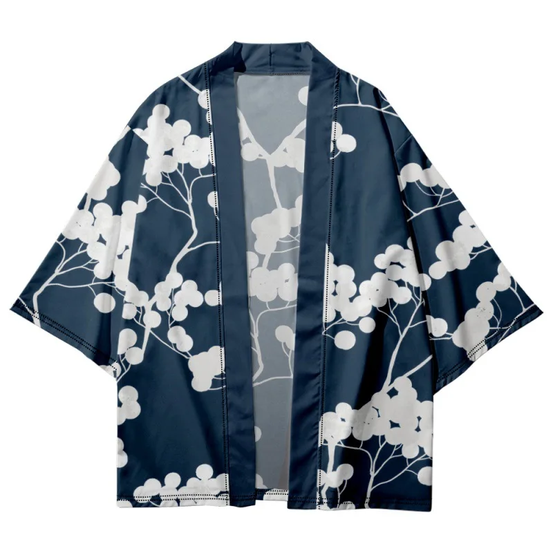 

2022 seven yukata cross-border floral pattern printed shirt way tunic cardigan loose male feather hair weave