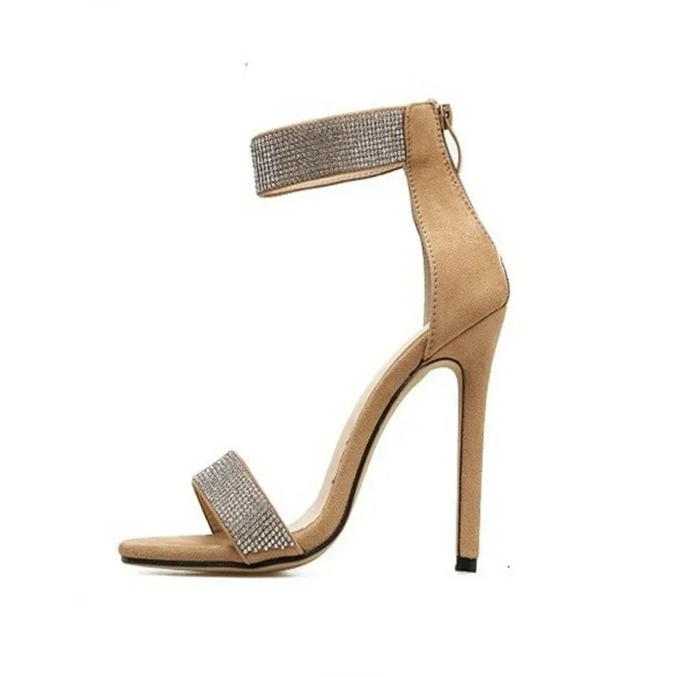 

Sparkling Apricot Black Diamond Crystal High Heels Women Sandals 2022 New Summer Sexy Club Heels Sandals Women