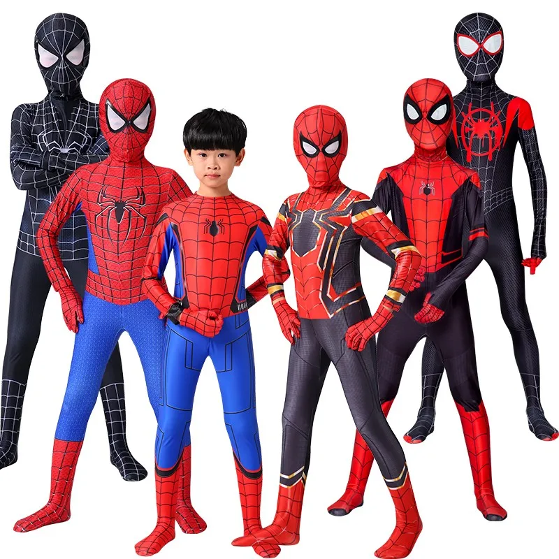 Iron Spider Cosplay Amazing Spider- Man Miles Halloween Costume Peter Parker Zentai Suit Superhero Bodysuit For Kids Adult