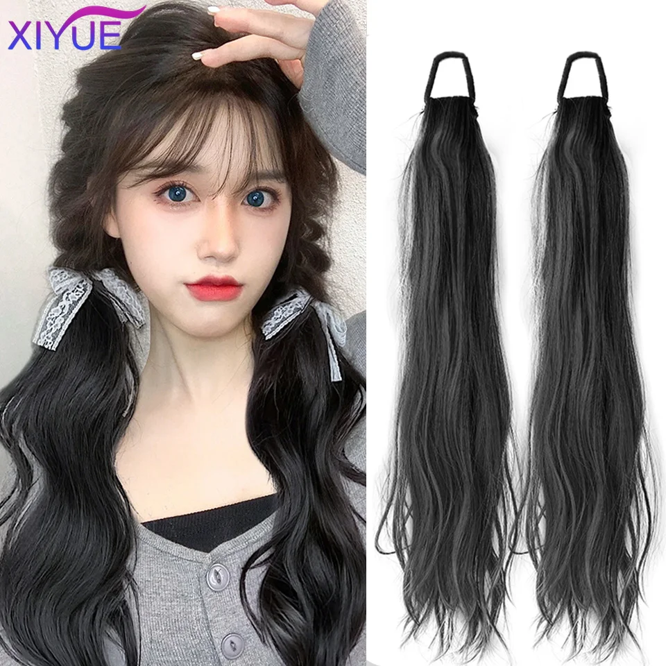 XIYUE Bowknot Bubble Horse Tail Clip In Ponytail Hair Extension Heat Resistant Synthetic Natural Double Horse Tail