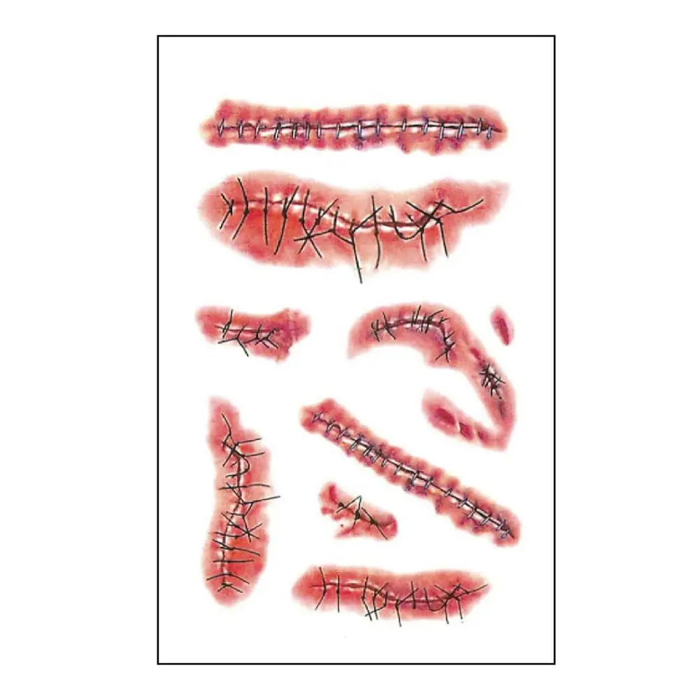 Тату-наклейка на Хэллоуин с кровавой раной 10 листов