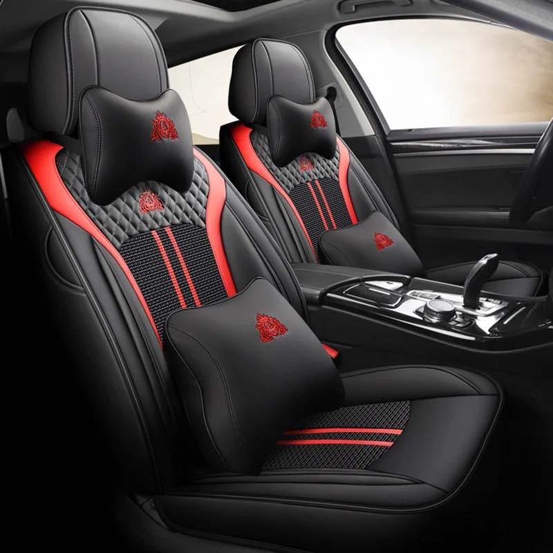 

PU Leather Car Seat Covers Universal Interior Full Cover Fits for 5/7 Car Seat Four Season Sport Chairs Cover Protertor Cushion