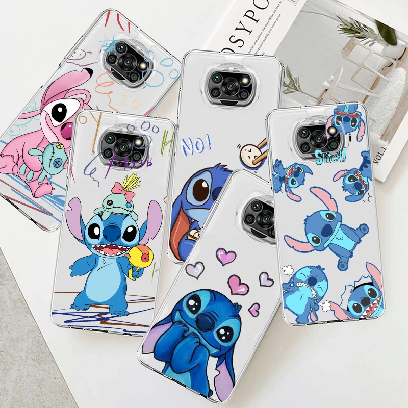 

Stitch Lilo Angel Ohana For Xiaomi Poco X5 C55 C50 M5 M4 X4 X3 F3 GT NFC M3 C3 M2 F2 Pro Silicone Transparent Phone Case Fundas