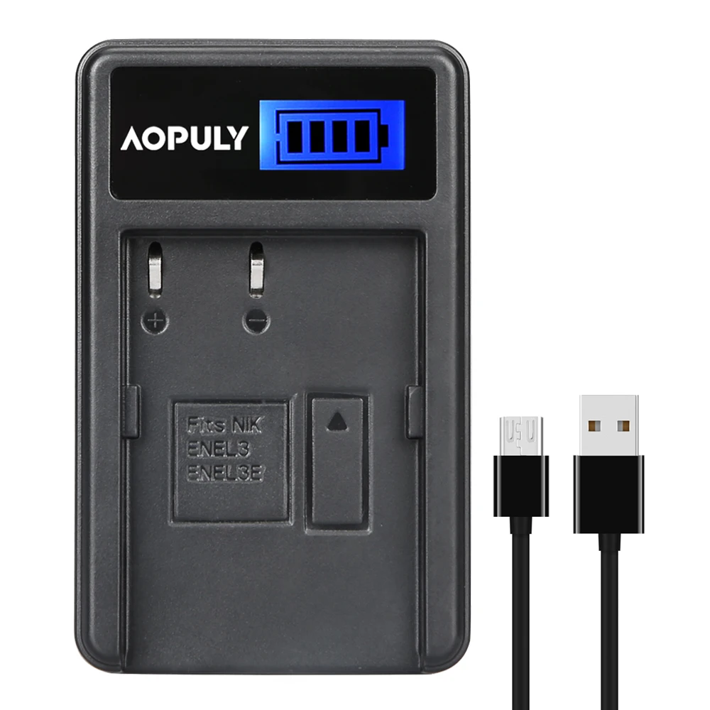 Зарядное устройство AOPULY EN-EL3e ENEL3e EN EL3e USB LCD для цифровой камеры Nikon D70 D90 D80 D100 D200 D700 |