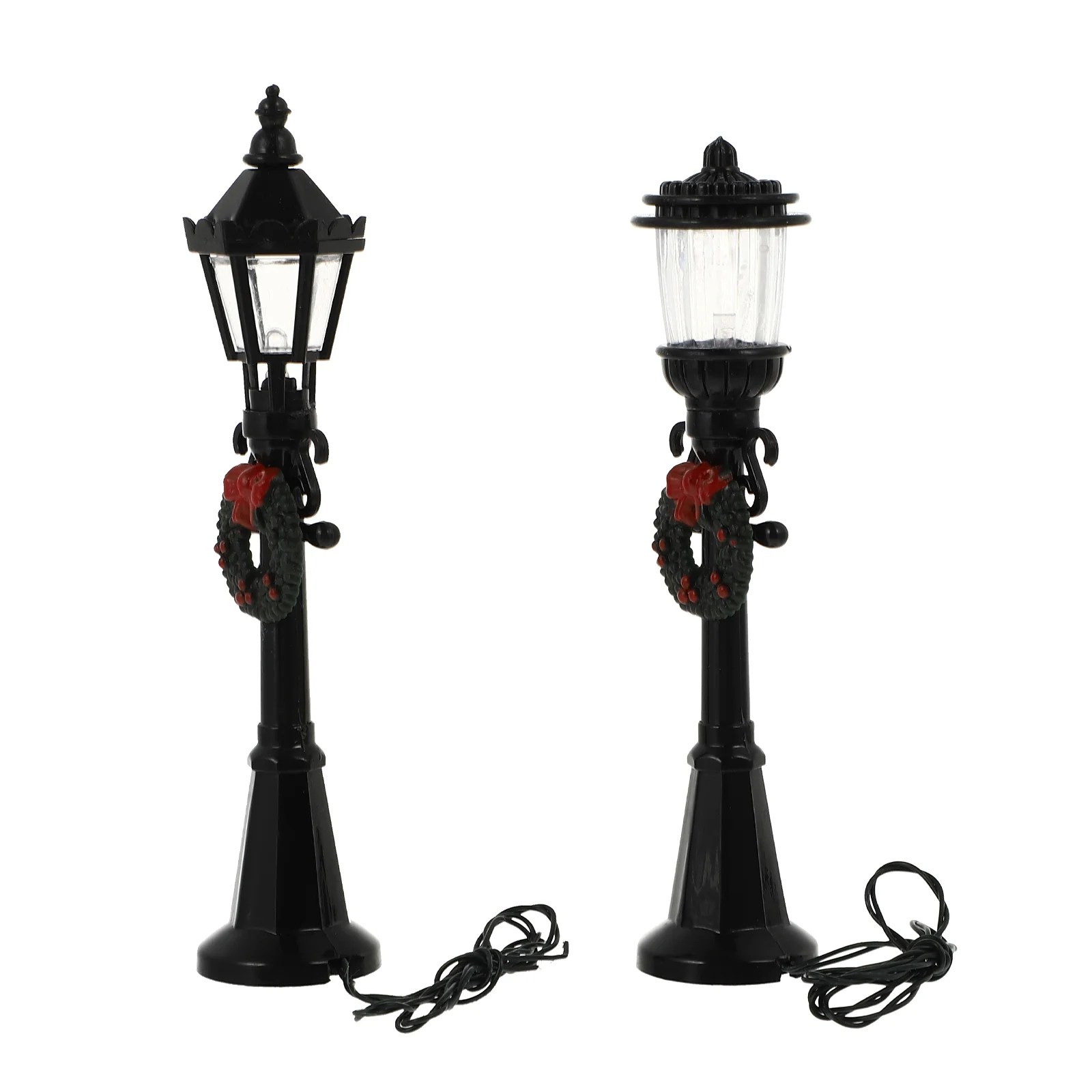 

2 Pcs Street Lamp Model Ornaments House Light Plastic Post Xmas Mini Home Decoration Scene Lights Streetlight Abs Vintage