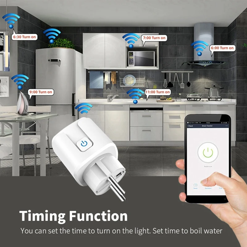 Tuya Smart Wifi Plug EU 20A Умная розетка с мониторингом мощности Энергосберегающий пульт